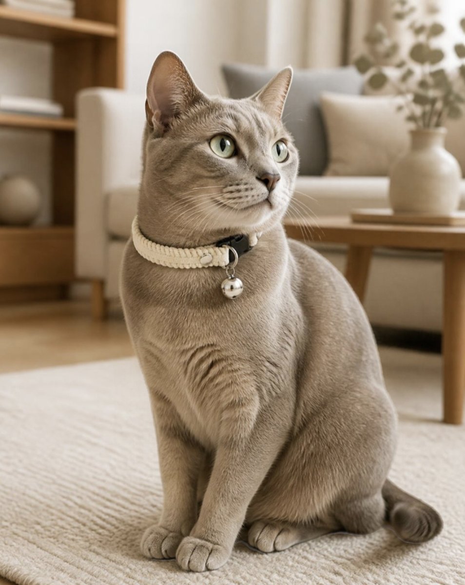 Chat portant le collier Bouclette crème